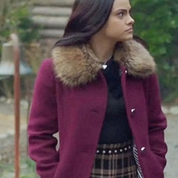 Kate Spade Wool Coat Size 6 purple fur collar coat Seen on Riverdale - Picture 3 of 9